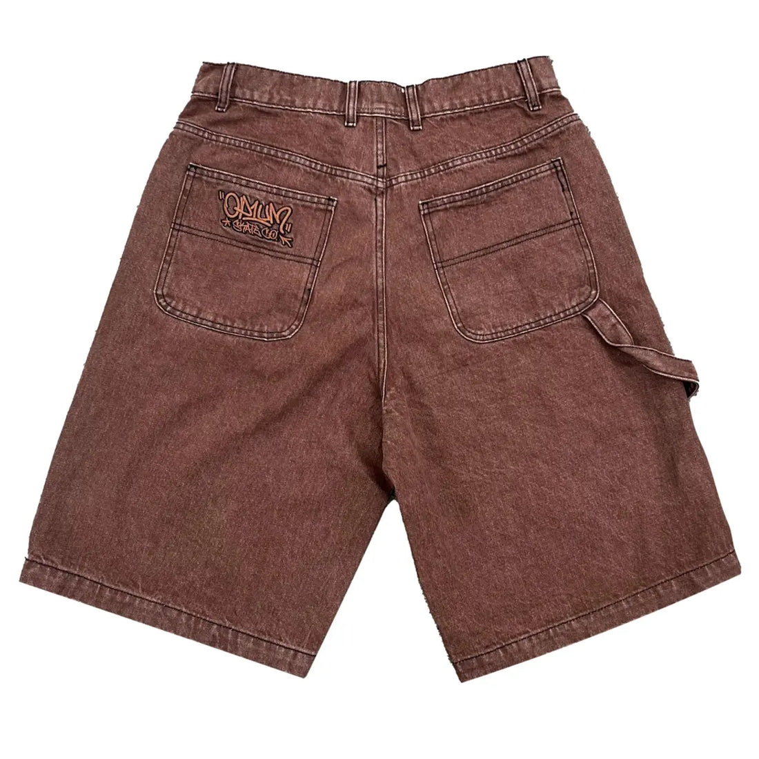 Op1um short denim baggy pants brown